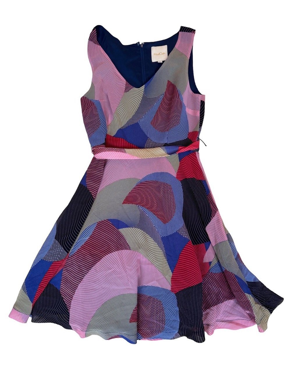 ModCloth Multicolor Abstract Sleeveless Fit-and-Flare Dress